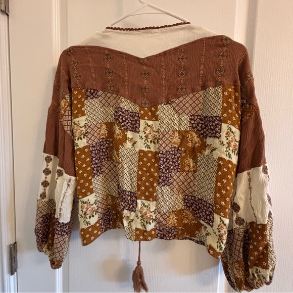 Miss Me Bohemian Patchwork 70’s Top - Picture 2 of 7